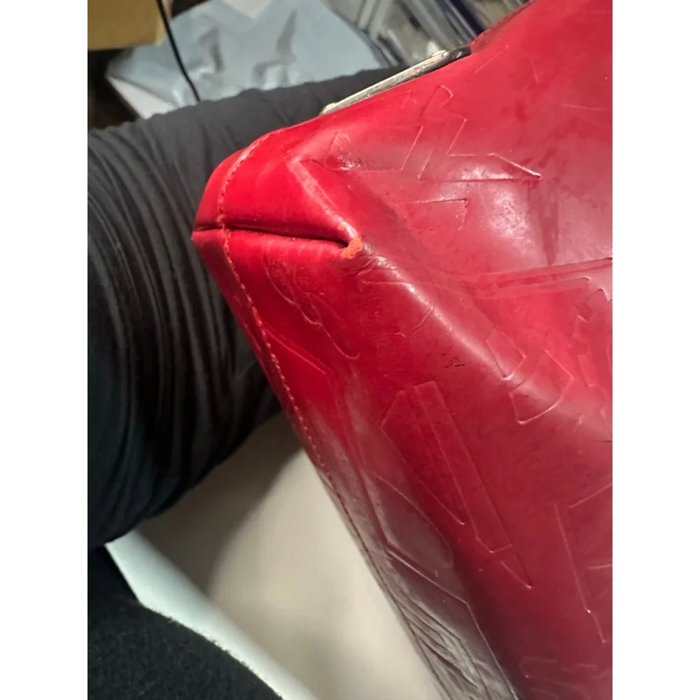 Women's Prada Deep Red Embossed Patent Leather Shoulder Bag One Size - Picture 8 of 16